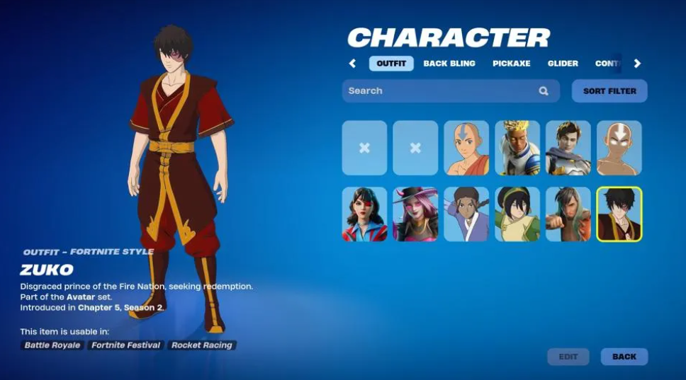 Fortnite Avatar Last Airbender skins